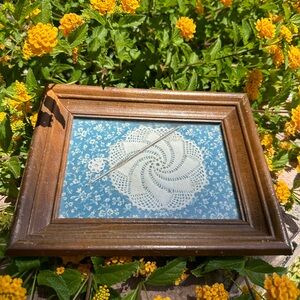 Vintage Crochet Doily Handmade Crochet Framed Art